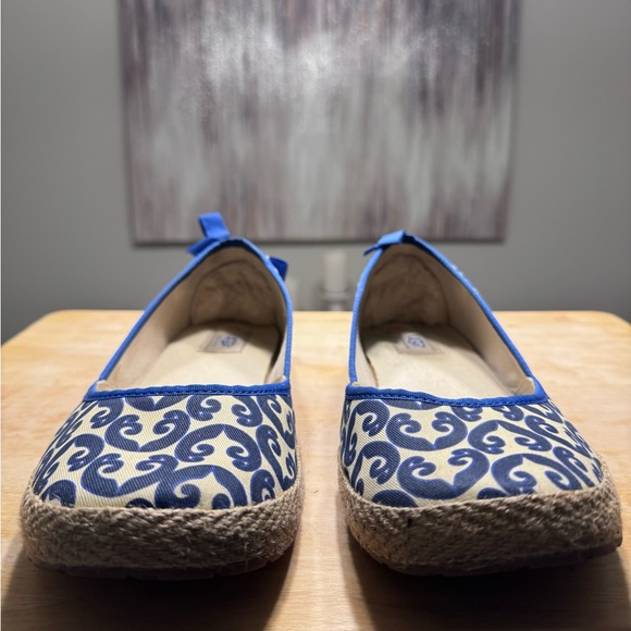 Royal Bloom and tan colored slip on ballerina woman’s UGGs - Picture 11 of 12